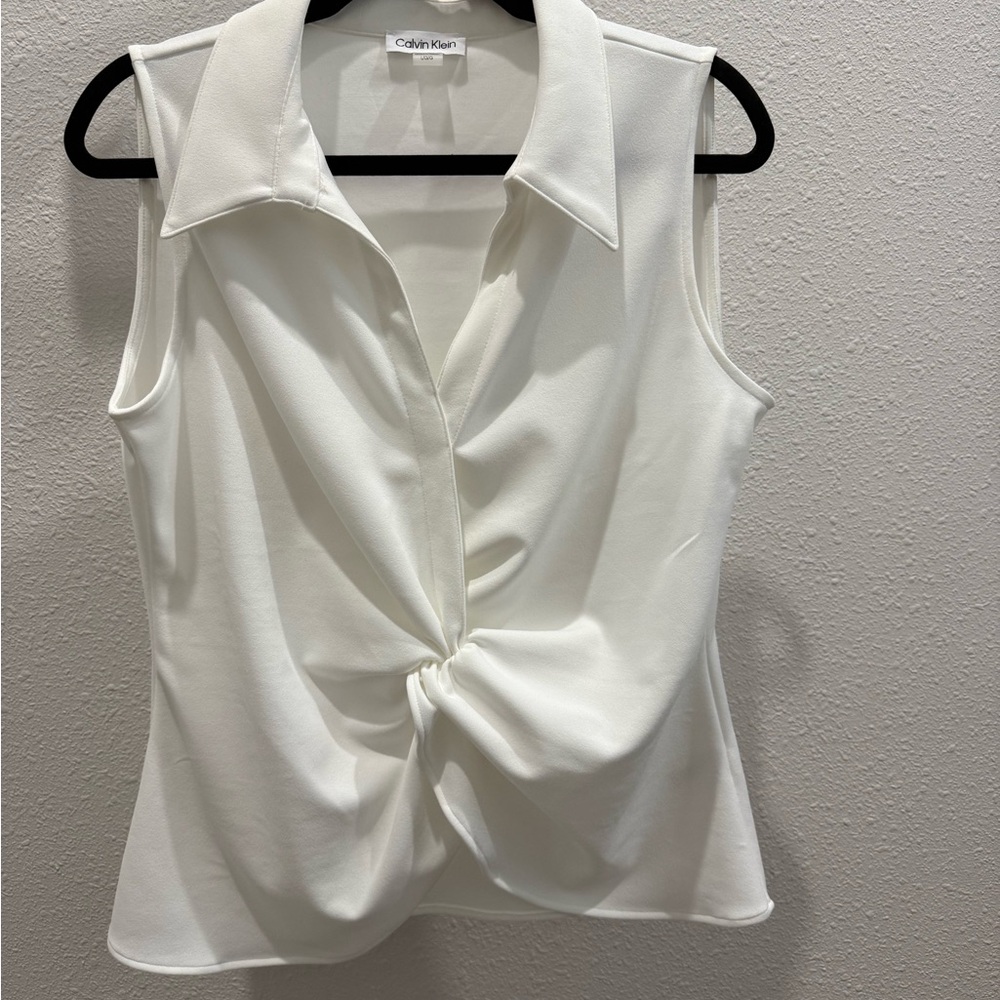 Calvin Klein white Twist Front Blouse